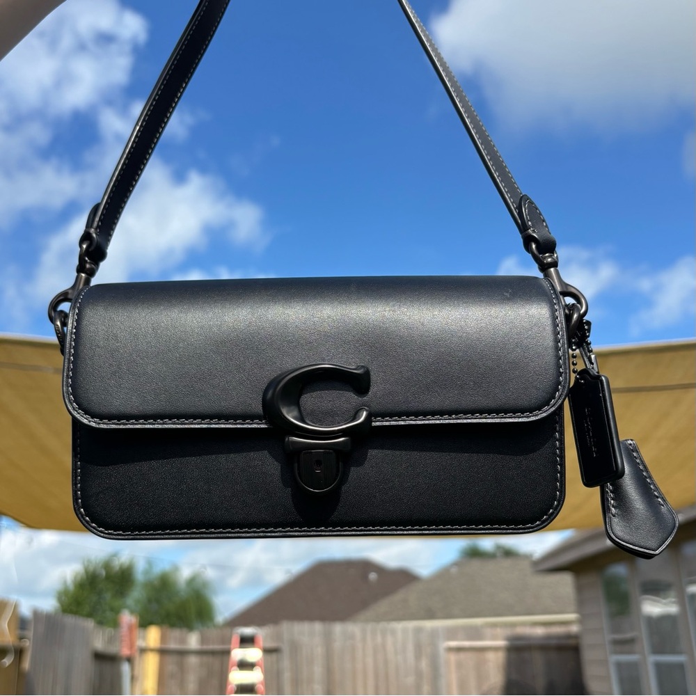 Coach Studio Baguette Shoulder Bag Black & Pewter Crossbody Purse